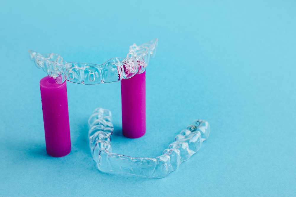 Flat lay of clear aligners in Waxhaw.